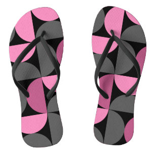 Mid-Century Modern pink, black and grey Throw Pill Flip Flops