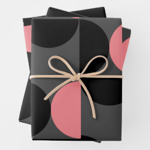 Mid-Century Modern Pink black and grey Wrapping Paper Sheet
