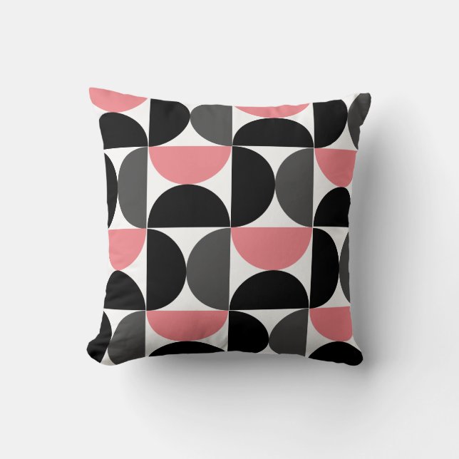 Mid-Century Modern Pink Black and White  Cushion (Front)