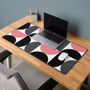 Mid-Century Modern Pink Black and White  Desk Mat