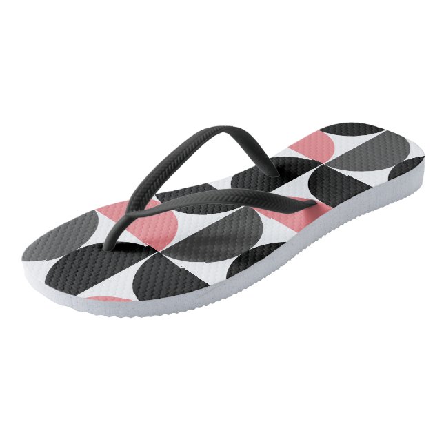Mid-Century Modern Pink Black and White  Flip Flops (Angled)