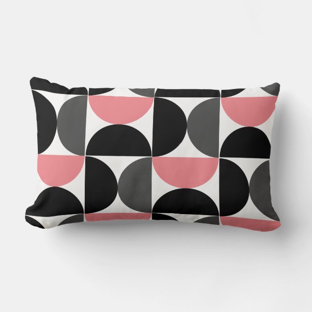 Mid-Century Modern Pink Black and White   Lumbar Cushion (Front)