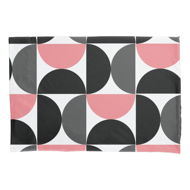 Mid-Century Modern Pink Black and White  Pillowcase (Front)