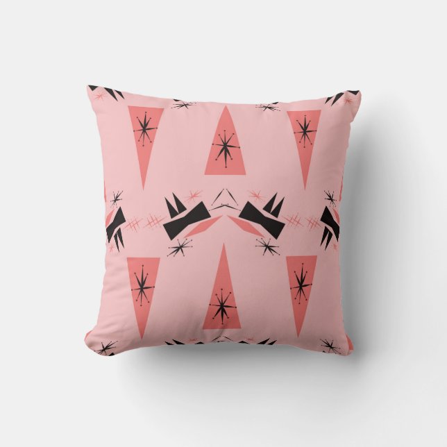 Mid-Century Modern: Pink Coral Pattern. Cushion (Front)