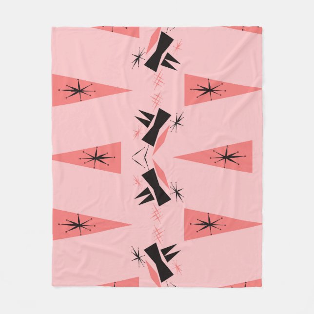 Mid-Century Modern: Pink Coral Pattern. Fleece Blanket (Front)