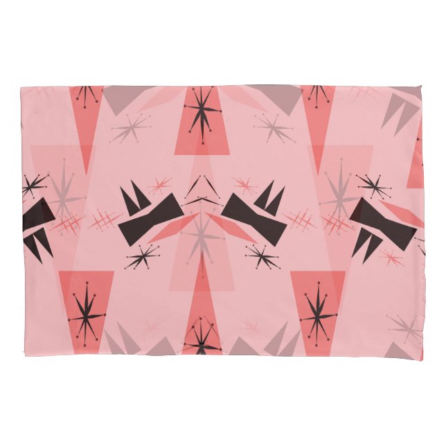 Mid-Century Modern: Pink Coral Pattern. Pillowcase (Front)