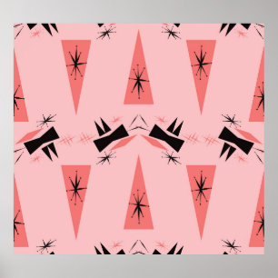 Mid-Century Modern: Pink Coral Pattern. Poster
