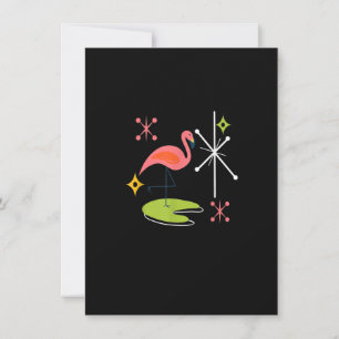 Mid-Century Modern Pink Flamingo with Vintage Retr Invitation