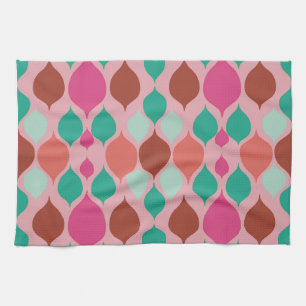 Mid Century Modern Pink Geometric Tea Towel