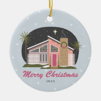 Mid Century Modern Pink House Christmas