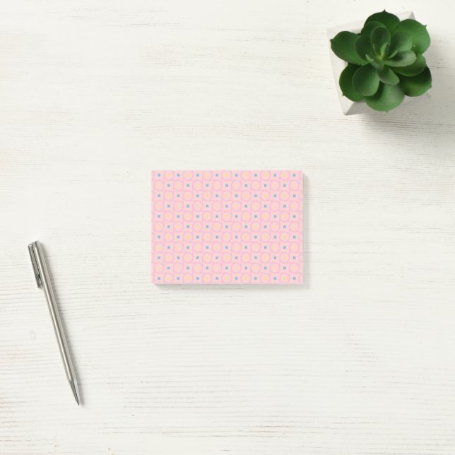 Mid Century Modern Pink Interlocking Circle Post-it Notes (Office)