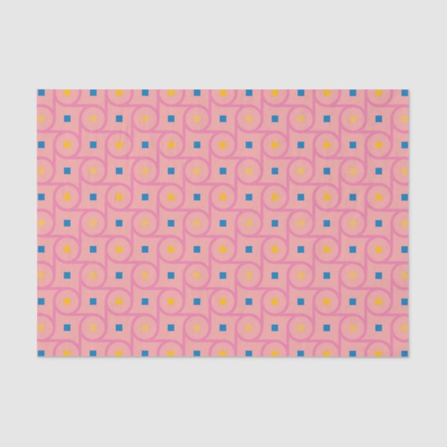Mid Century Modern Pink Interlocking Circle Tissue Paper (Front)