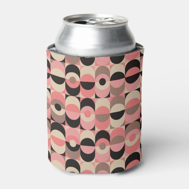 Mid-Century Modern Pink Pattern Can Cooler (Can Front)