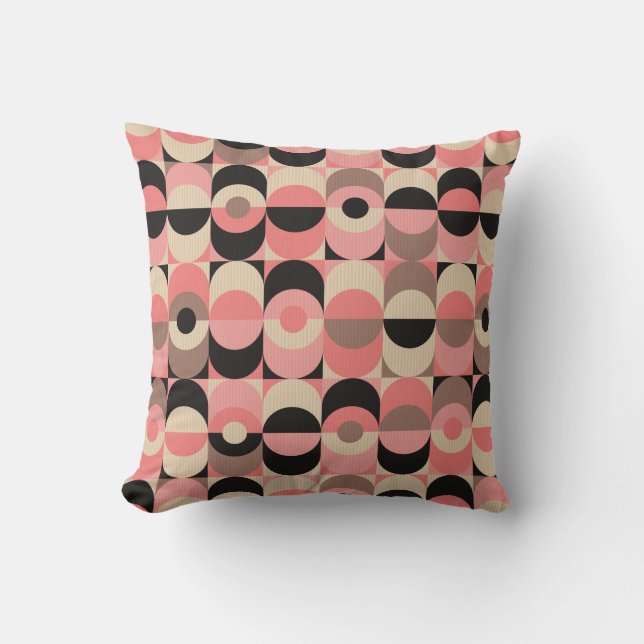 Mid-Century Modern Pink Pattern Cushion (Front)
