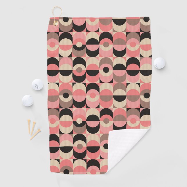 Mid-Century Modern Pink Pattern Golf Towel (InSitu)