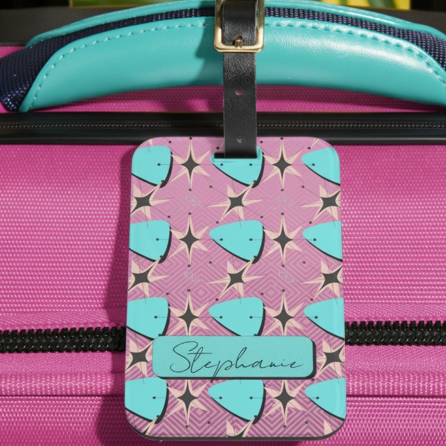 Mid Century Modern Pink Pattern Luggage Tag (Creator Uploaded)