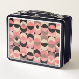 Mid-Century Modern Pink Pattern Metal Lunch Box