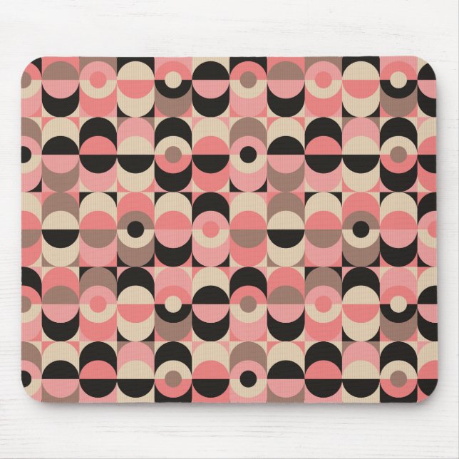 Mid-Century Modern Pink Pattern Mouse Mat (Front)