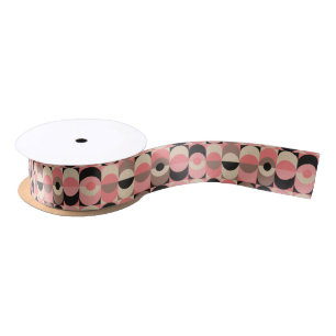 Mid-Century Modern Pink Pattern Satin Ribbon