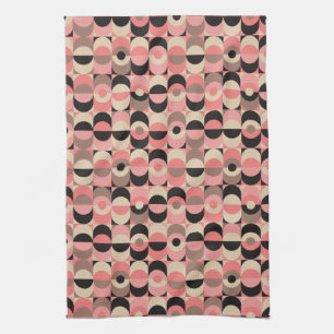 Mid-Century Modern Pink Pattern Tea Towel