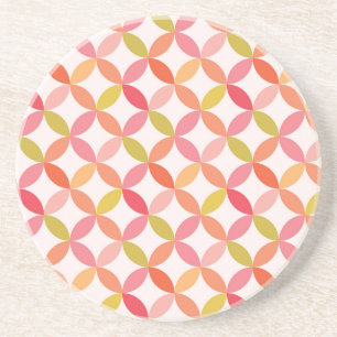 Mid century modern pink red orange Circles Coaster
