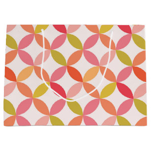 Mid century Modern Pink Red orange Circles  Large Gift Bag