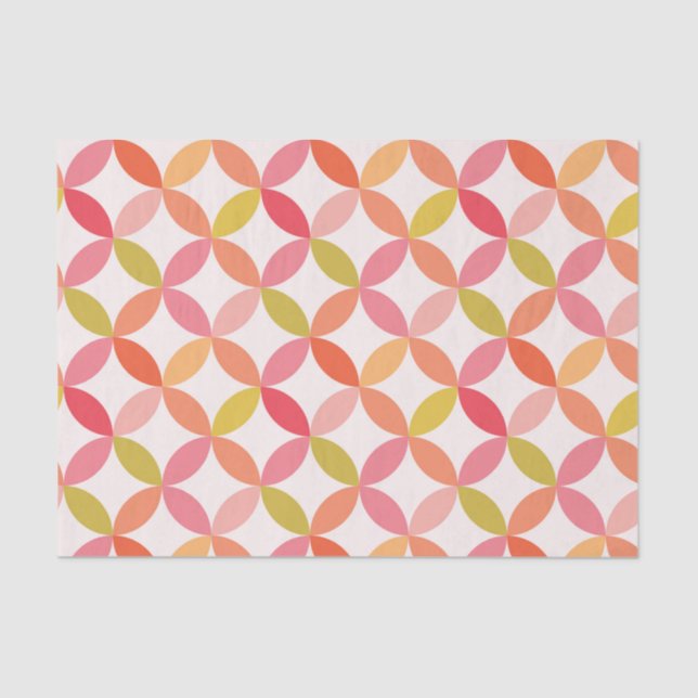 Mid century modern pink red orange Circles  Tissue Paper (Front)