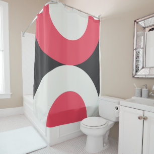 Mid-Century Modern Pink White and Grey T Shower Curtain