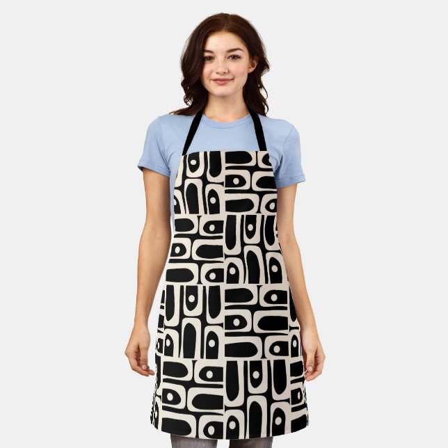Mid Century Modern Piquet Abstract Geometric Apron (Worn)