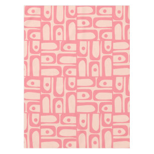 Mid Century Modern Piquet Abstract Pattern Pink Tablecloth