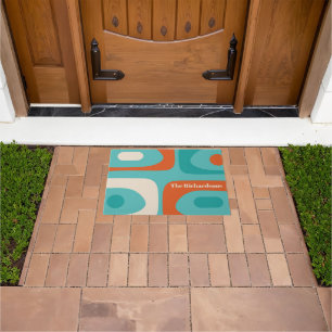 Mid-century Modern Piquet Pattern Personalised Doormat