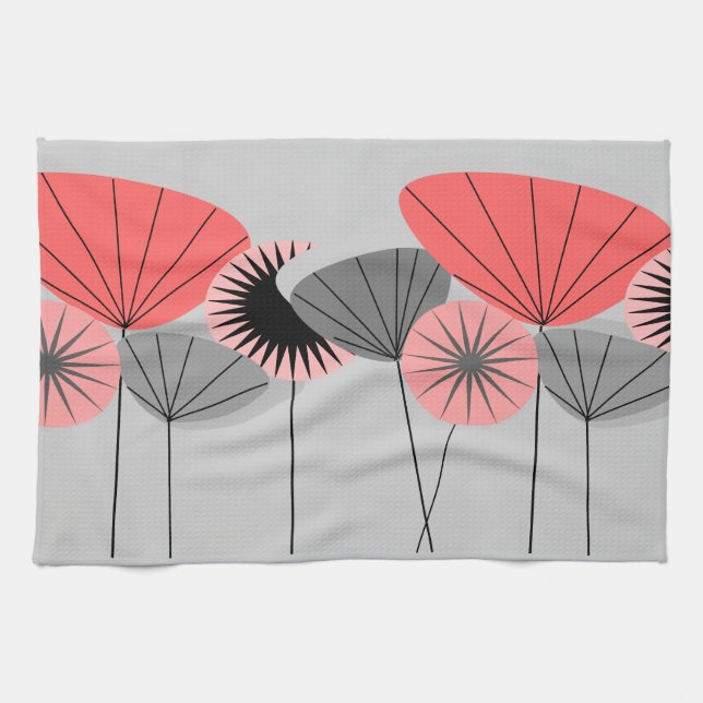 Mid-Century Modern Placemats Dandelion Clocks 2 Tea Towel (Horizontal)