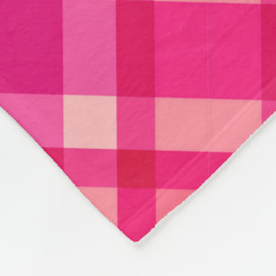 Mid-Century Modern Plaid, Fuchsia Pink & Coral Red Fleece Blanket
