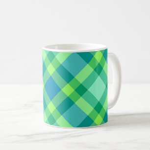Mid-Century Modern Plaid, Jade Green & Turquoise  Coffee Mug