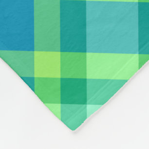 Mid-Century Modern Plaid, Jade Green & Turquoise Fleece Blanket