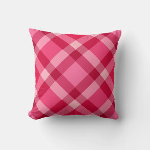 Mid-Century Modern Plaid - Pink and Wine Cushion