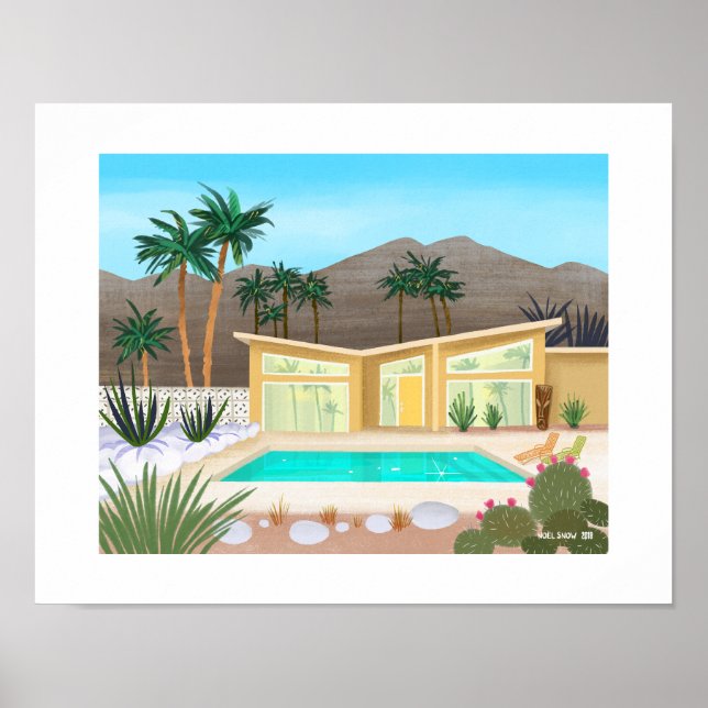 Mid Century Modern Pool House Art Print (Front)
