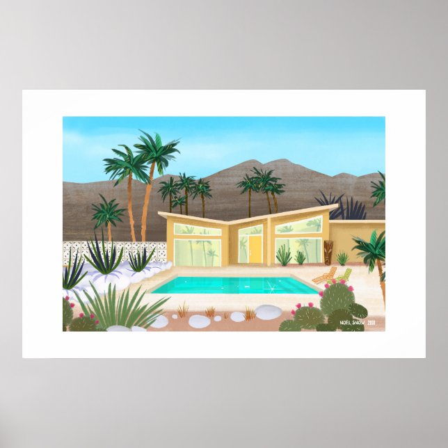 Mid Century Modern Pool House Large Print (Front)