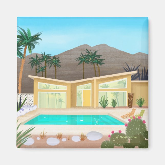 Mid Century Modern Pool House Magnet (Front)