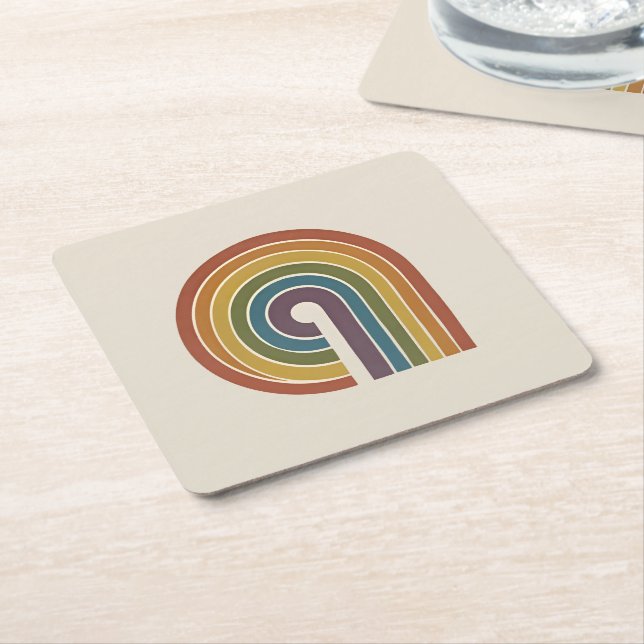 Mid-Century Modern Pride Set of 6 Square Paper Coaster (Angled)