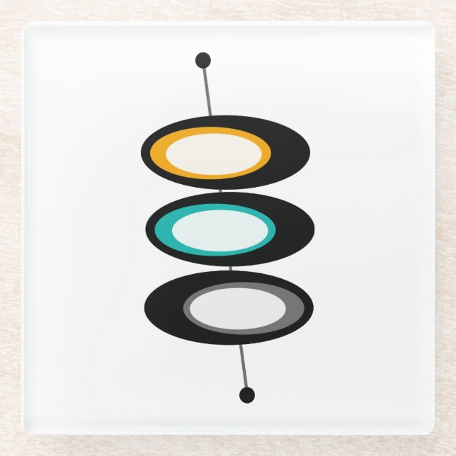 Mid Century Modern Print Glass Coasters (Front)