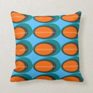Mid Century Modern Print - Orange and Teal Cushion