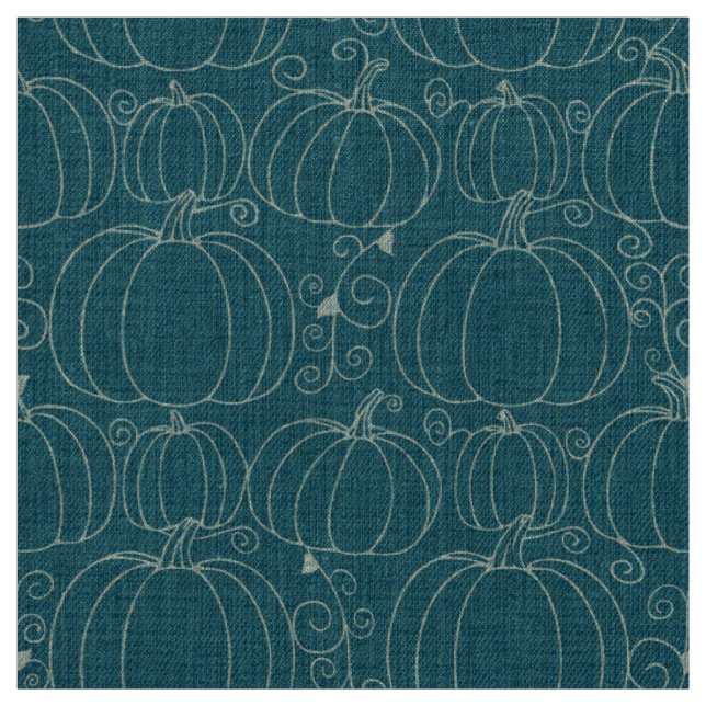 Mid-Century Modern Pumpkin Teal Fabric (Swatch)
