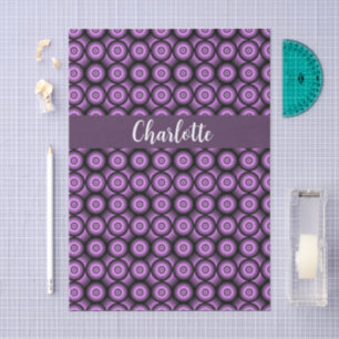 Mid century modern purple circle name monogram tissue paper