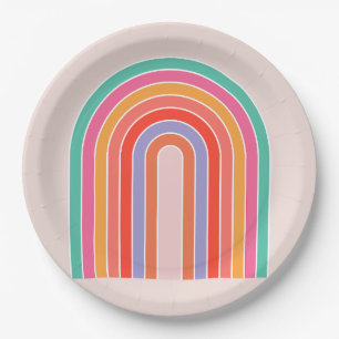 Mid Century Modern Rainbow Paper Plate