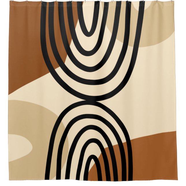 Mid century Modern Rainbow Shower Curtain (Front)