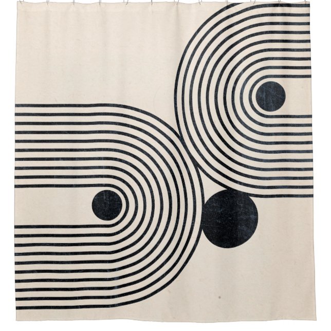 Mid century Modern Rainbow Shower Curtain (Front)