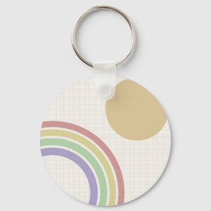 Mid Century Modern Rainbow Sun Key Ring