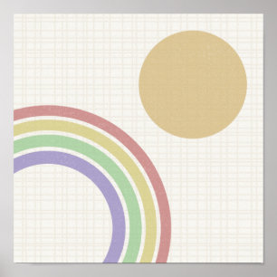 Mid Century Modern Rainbow Sun Poster