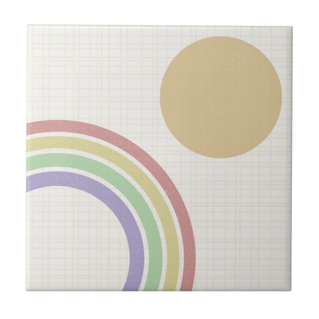 Mid Century Modern Rainbow Sun Tile (Front)